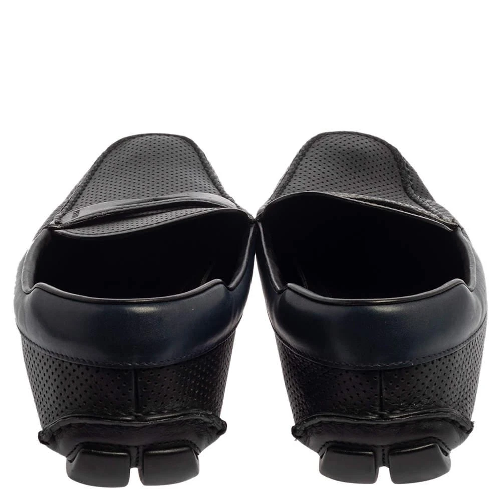 Men’s “Prada” Leather & perforated Black Leather Slip-On Shoes PRADA Size 9.5 Black Perforated Leather Slip On Loafers  main image 3