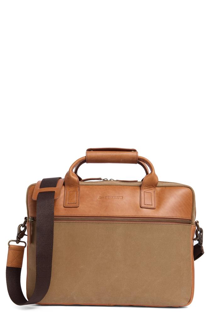 Johnston & Murphy Antique Cotton Canvas & Leather Briefcase