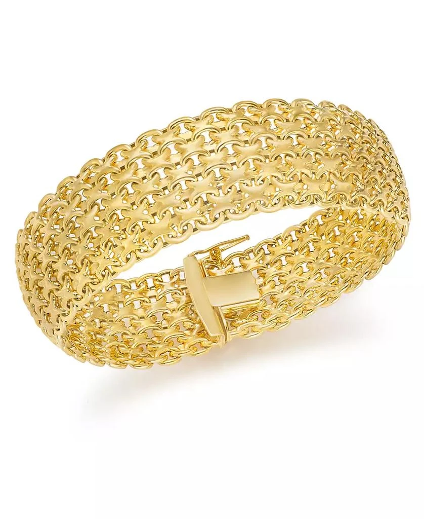 Italian Gold Wide Mesh Link & Chain Bracelet in 14k Gold 1