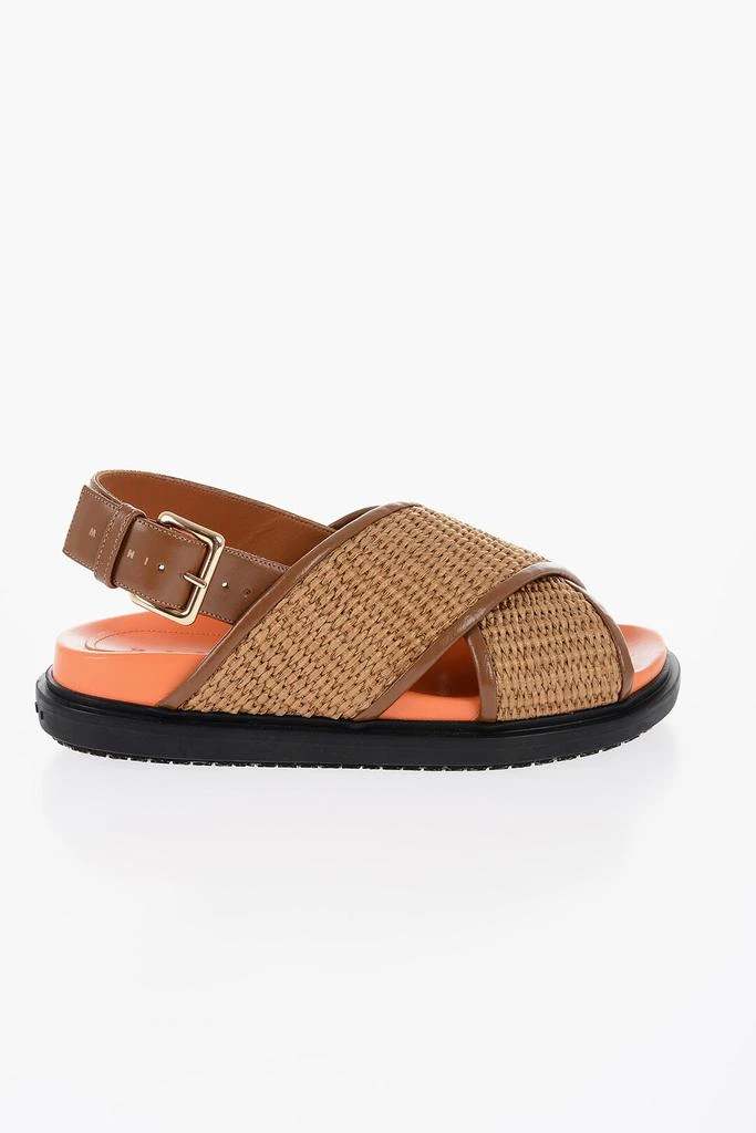 Marni Marni Leather and Raffia Sandals with Buckle Closure 3