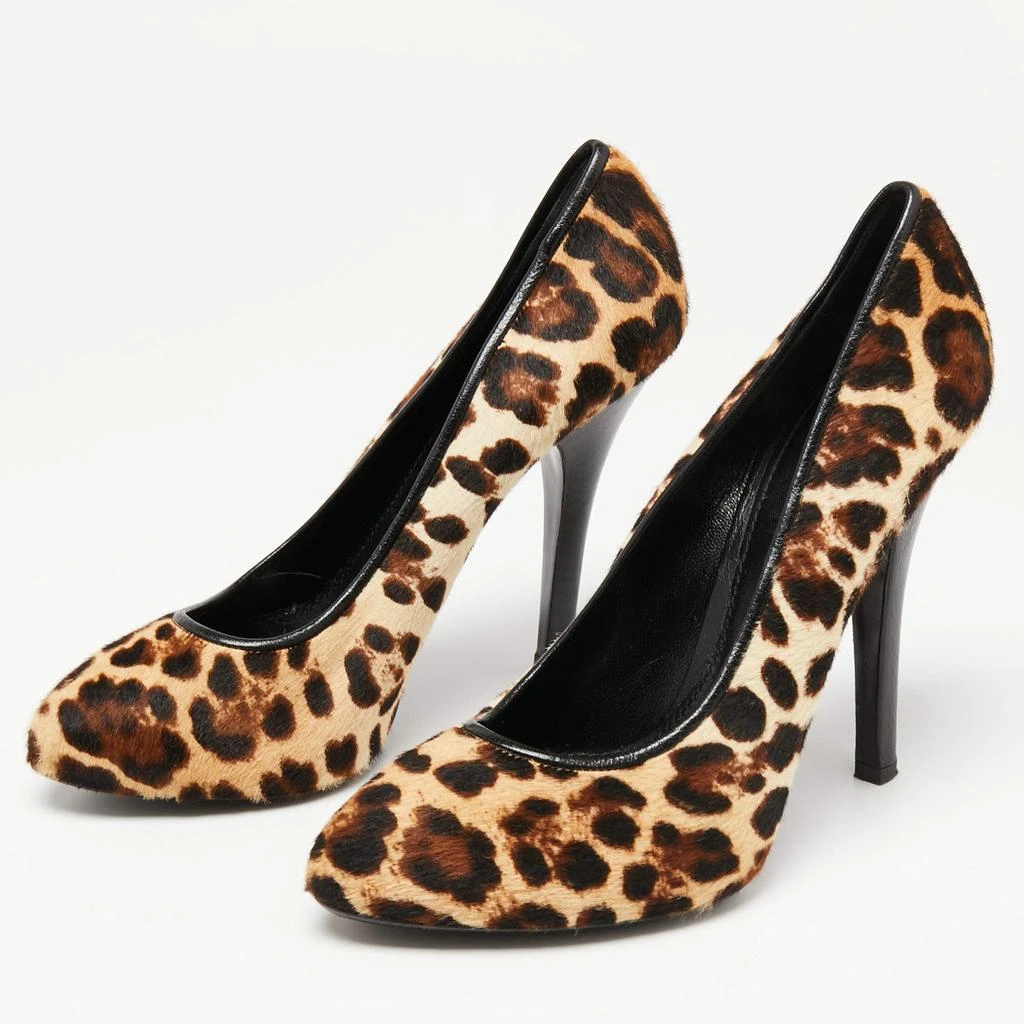 Dolce & Gabbana Dolce & Gabbana Beige/Brown Pony Hair Leopard Print Platform Pumps Size 40 2
