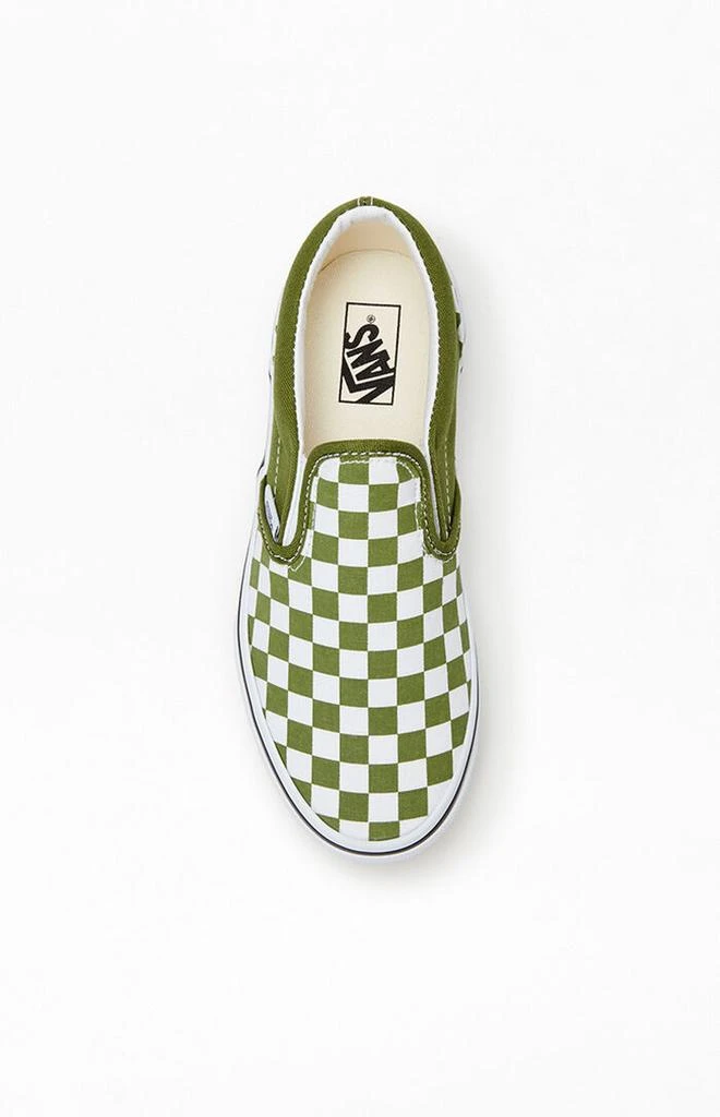 Vans Kids Green & White Checker Classic Slip-On Shoes 5
