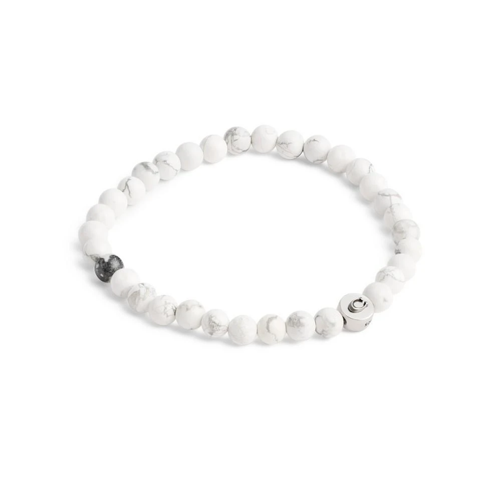 COACH Men's Sterling Silver Signature Howlite Bead Stretch Bracelet 1