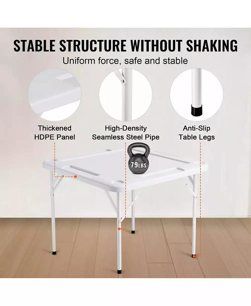 SUGIFT Folding Mahjong Table 4-Player Square Table with Cup Holders 7