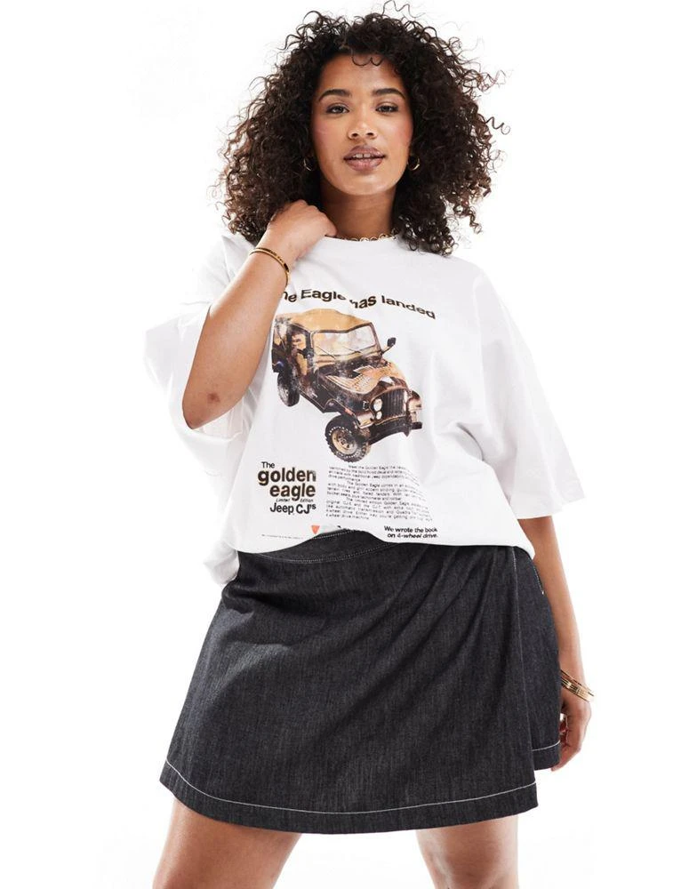 COLLUSION COLLUSION Plus wrap mini skort in lightweight denim with contrast stitch 4
