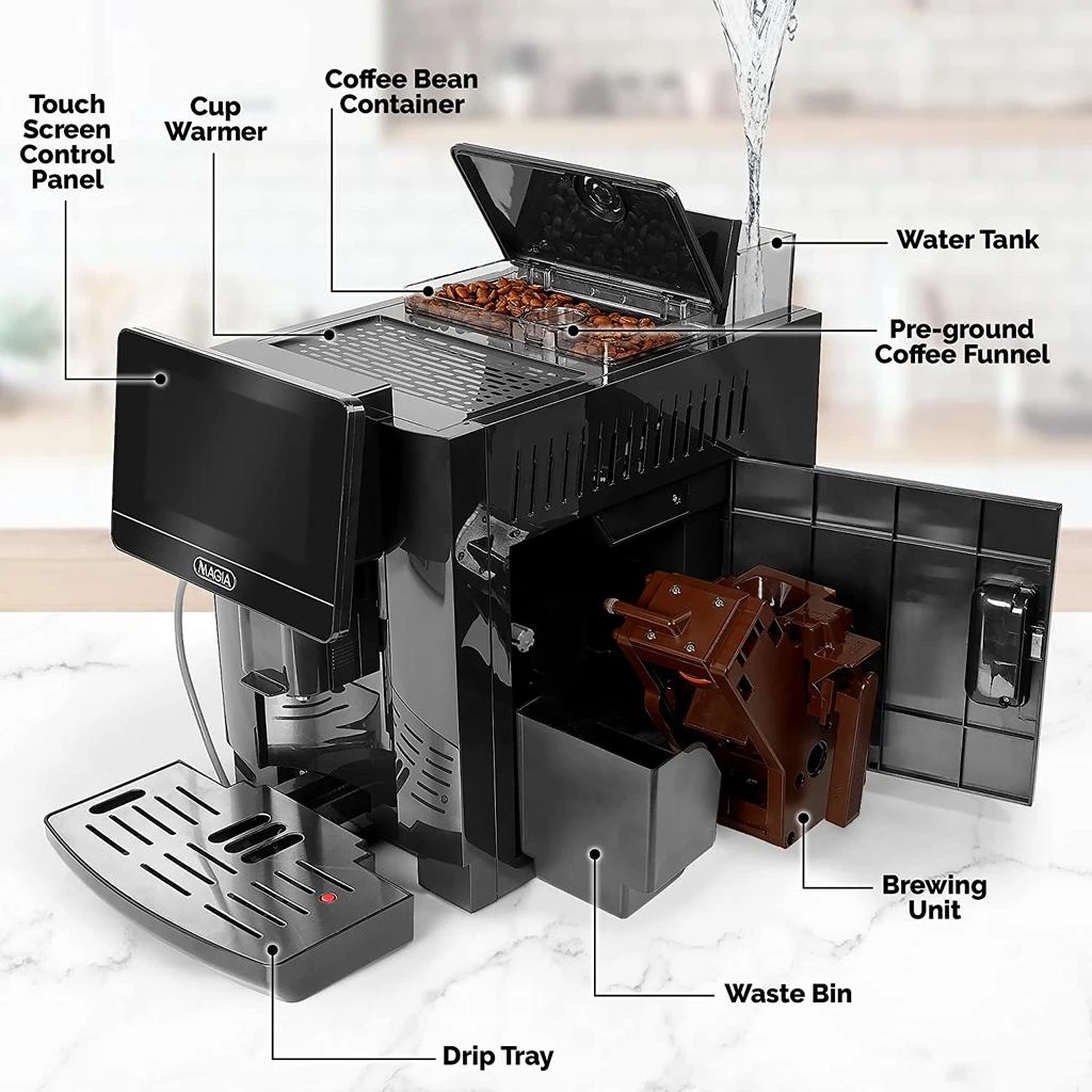 Zulay Kitchen Super Automatic Coffee Espresso Machine, Espresso Coffee Maker With Easy To Use 7” Touch Screen, 20 Coffee Recipes, 10 User Profiles 6