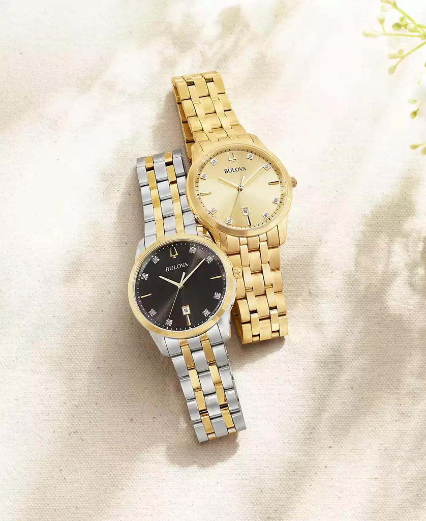 Bulova Men's Sutton Diamond-Accent Gold-Tone Stainless Steel Bracelet Watch 40mm 7
