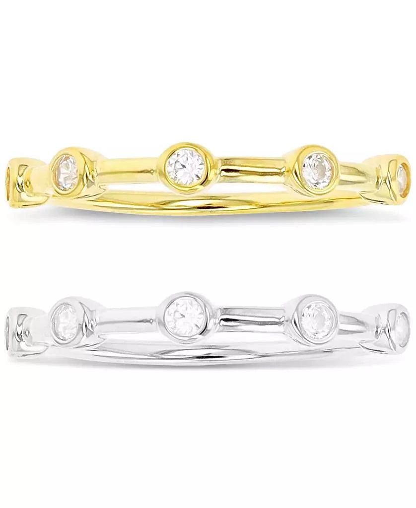Macy
s 2-Pc. Set Cubic Zirconia Bezel Stack Rings in Sterling Silver 
14k Gold-Plate