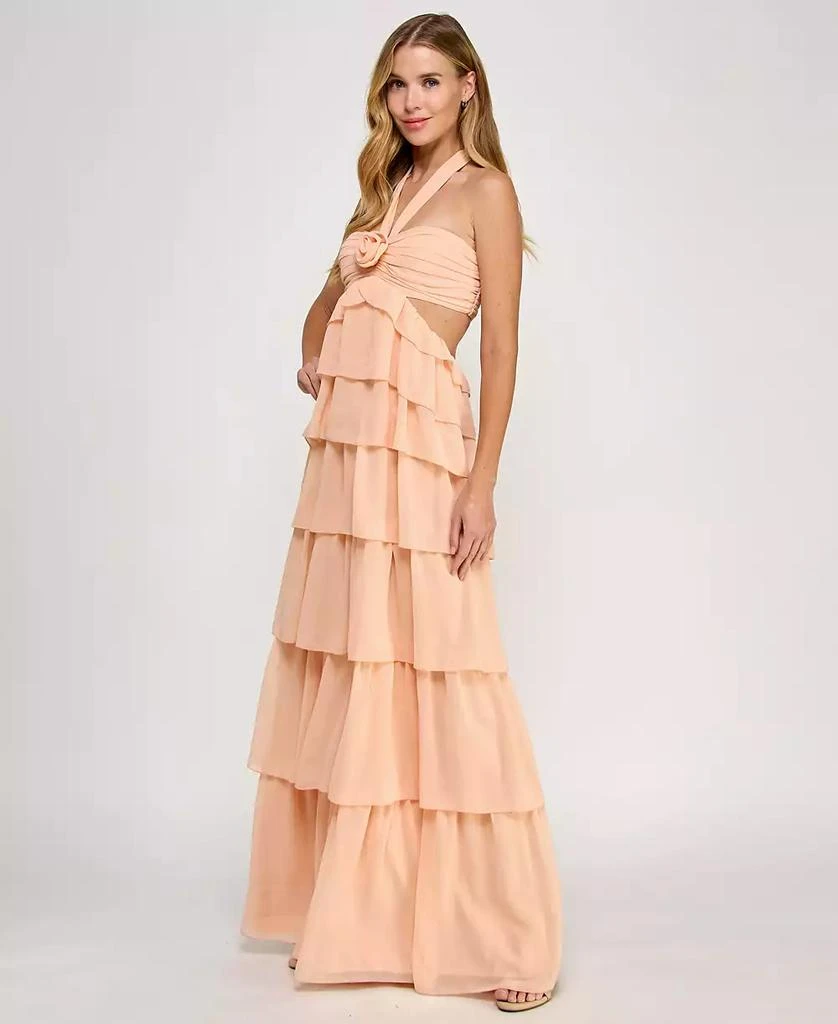 SENI & CADE Juniors' Chiffon Cutout Ruffle Gown 3