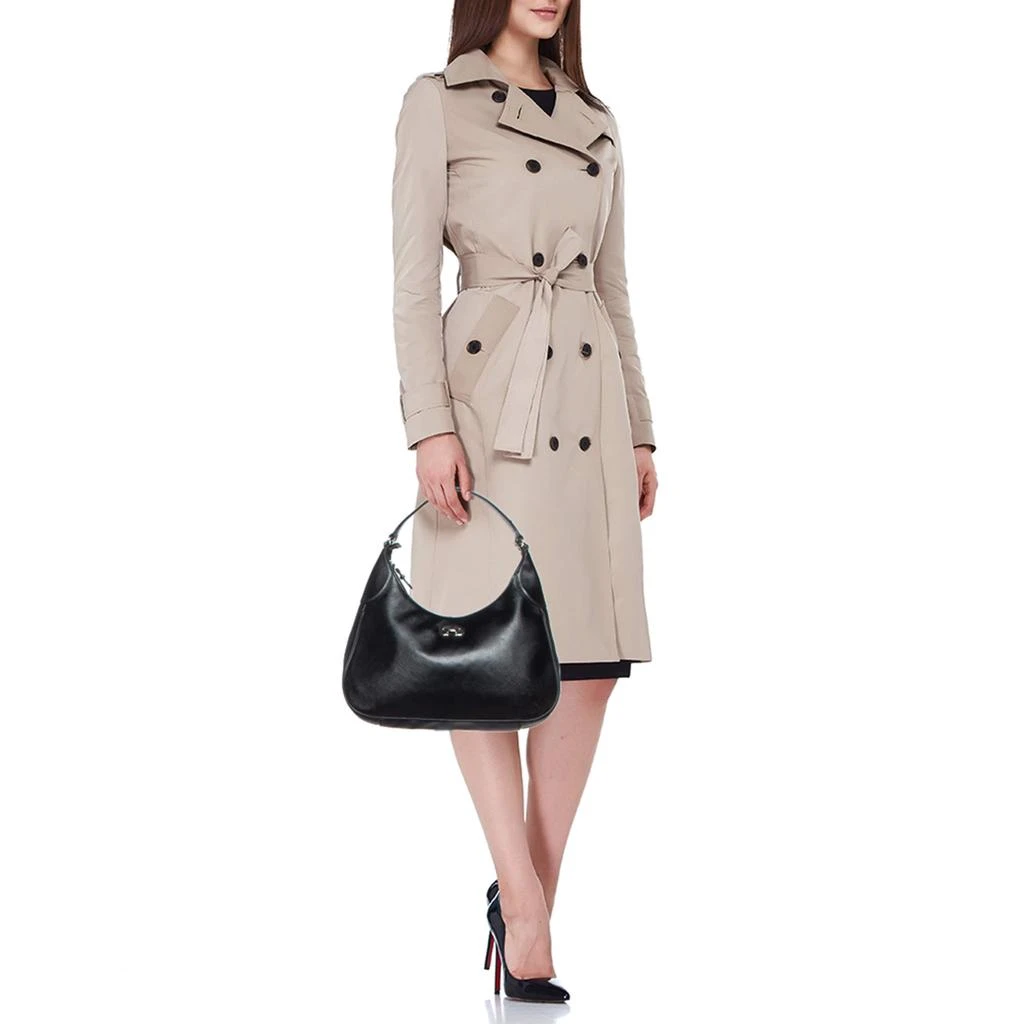 Salvatore Ferragamo Salvatore Ferragamo Black Leather Gancini Romana Hobo 2
