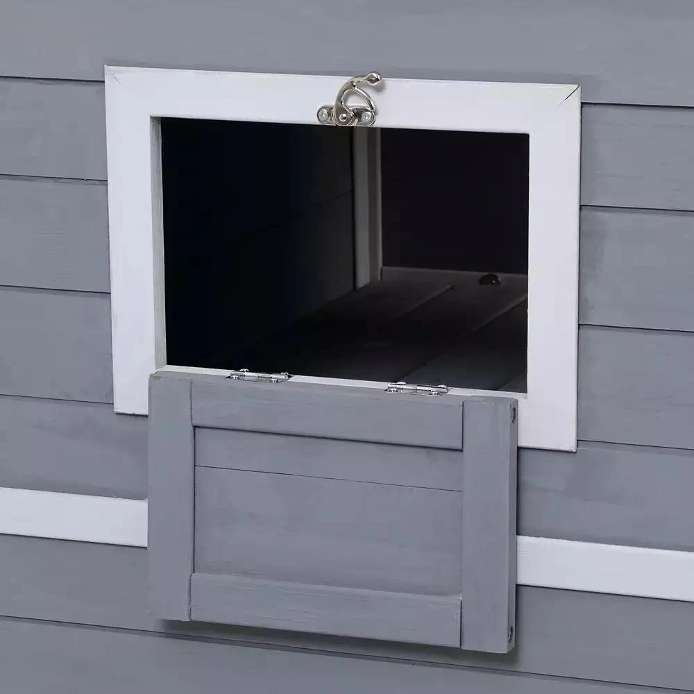 Streamdale Furniture Streamdale Large Wooden Cat Enclosure with Waterproof Roof and Platforms, Gray 7