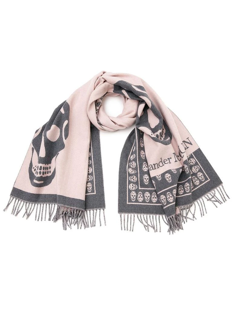 Alexander McQueen skull-print wool scarf - women -  -  - Pink 1