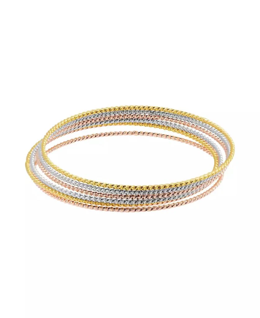 ADORNIA 14K Gold-Plated Tri-Color Skinny 7-Piece Bangle Set 1
