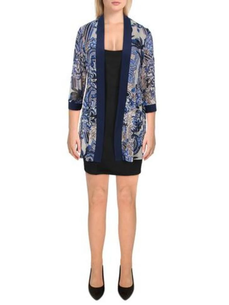 R&M Richards Womens Mesh Printed Duster Blazer 1