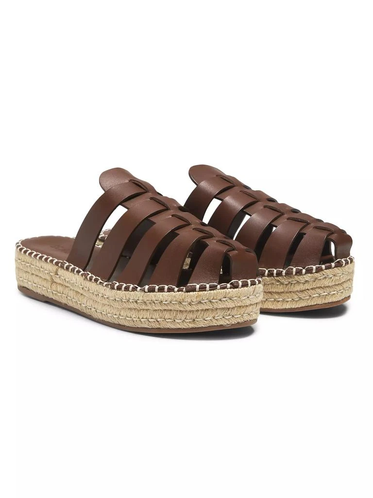 Schutz Valerie 45MM Leather & Raffia Flatform Mules 2