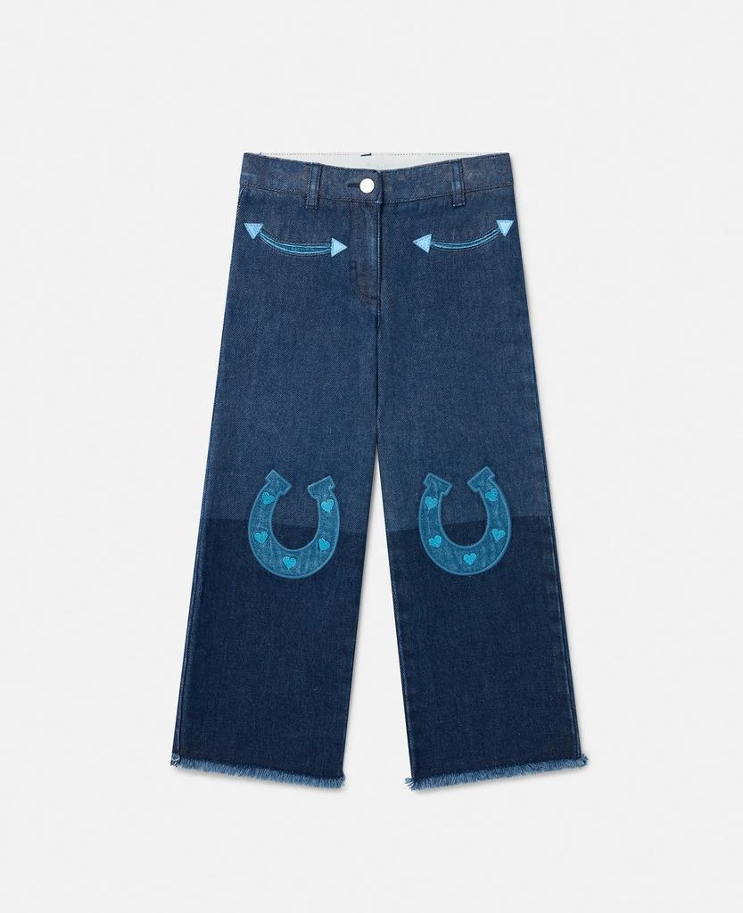 Stella McCartney Stella McCartney - Horse Appliqué Denim Jeans, Woman, Blue, Size: 6 1