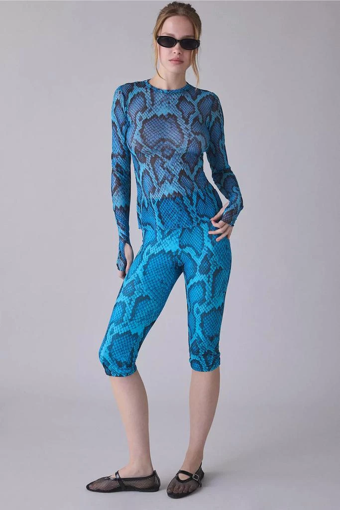 AFRM AFRM Kaylee Blue Fish Snake Mesh Long Sleeve Crop Top 4