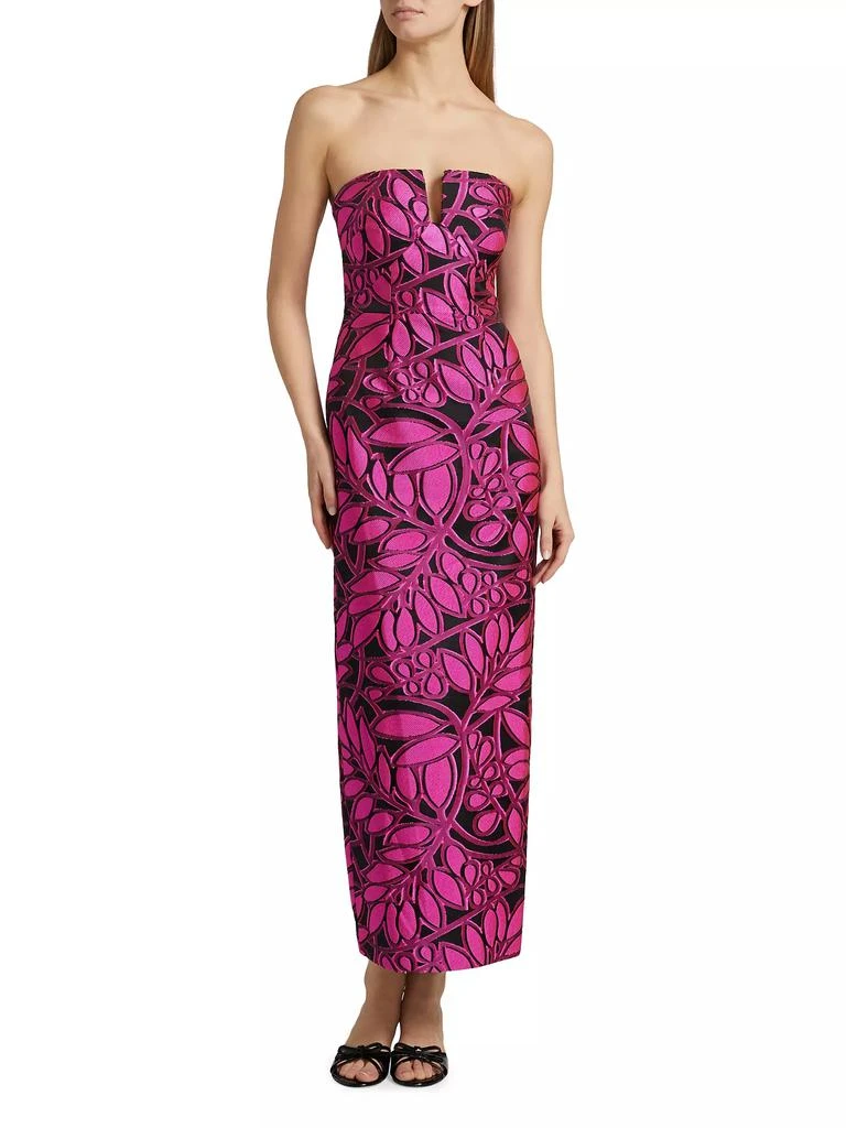 Milly Judith Pink Palm Jacquard Dress 3