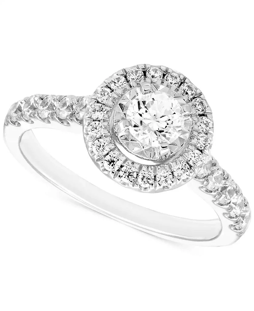 Diamond Halo Engagement Ring (1 in 14k White Gold – On