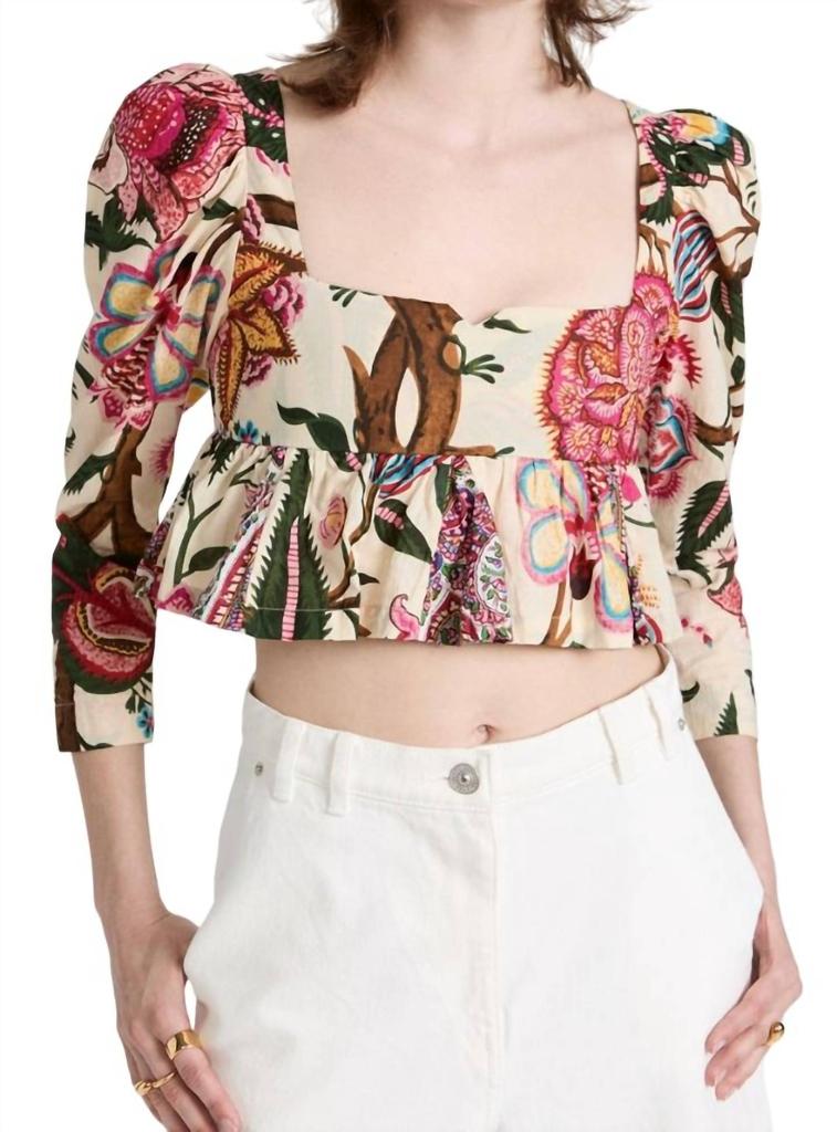 Alix of Bohemia Lila Canary Peplum Top In Paradise Print