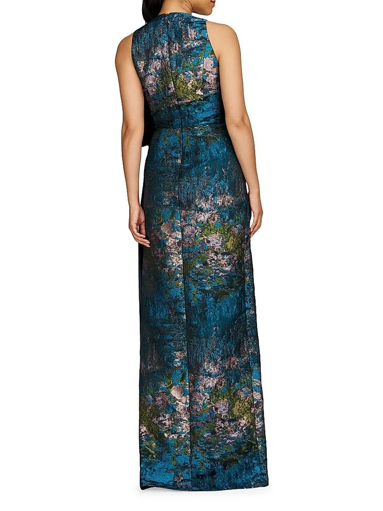 Kay Unger Rachel Jacquard Tie-Waist Column Gown 3