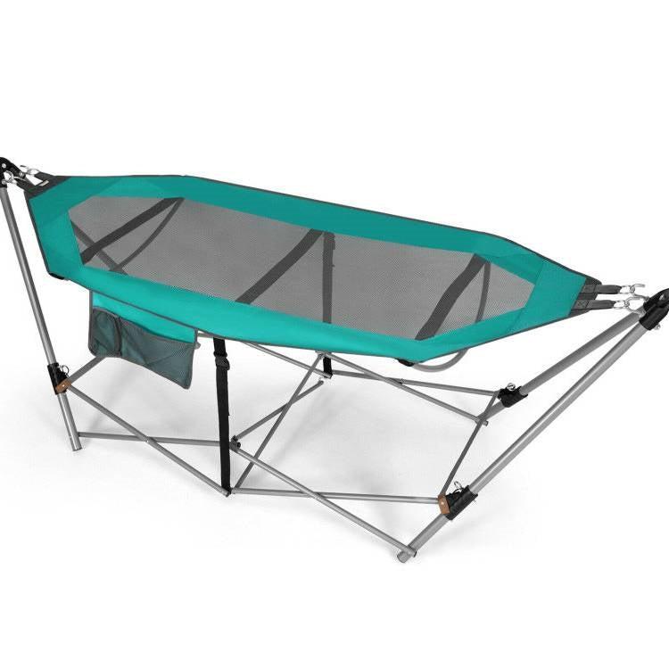 QuikFurn Green Portable Camping Foldable Hammock with Stand and Carry Case