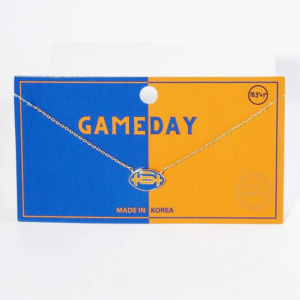 FASHNZFAB Gold Dipped Gameday Enamel Football Pendant Necklace