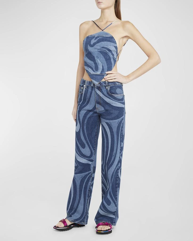 EMILIO PUCCI Swirl-Print Strappy Backless Crop Halter Top 2