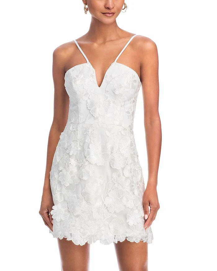 Aqua 3D Flower Spaghetti Strap Mini Dress - Exclusive - Ivory - 12