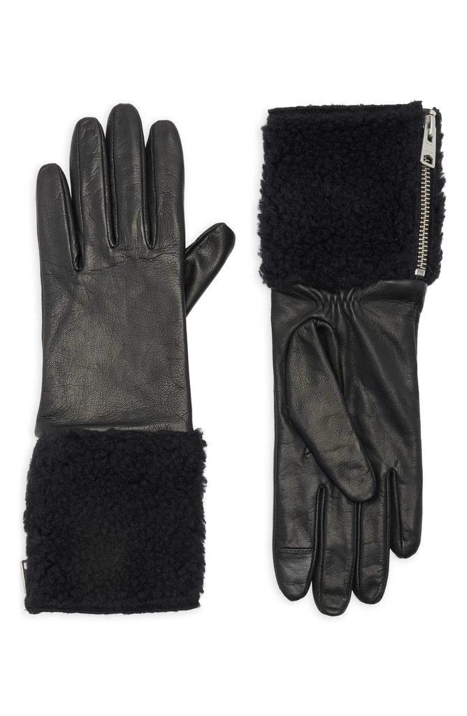 ALL SAINTS Faux Shearling Leather Gloves