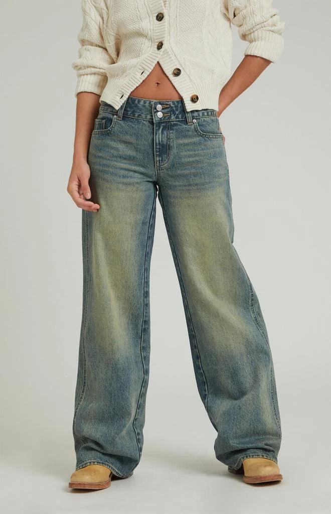 PacSun Casey Medium Indigo 2-Button Low Rise Baggy Jeans 2
