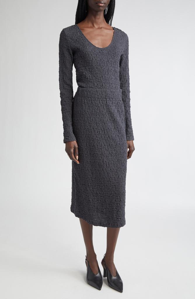 Vince Smocked Cotton Blend Midi Skirt