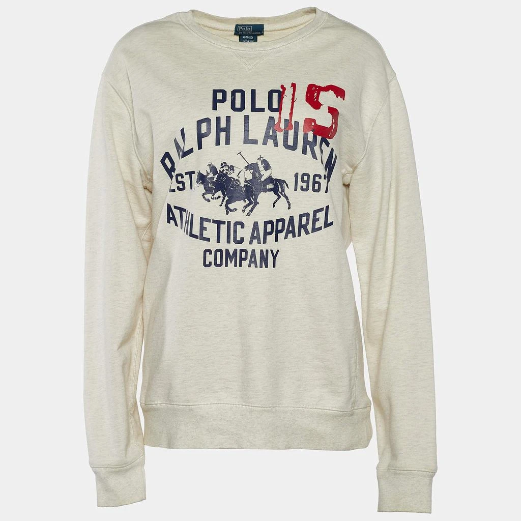Ralph Lauren Polo By Ralph Lauren Cream Logo Print  Crew Neck Sweatshirt XL 1