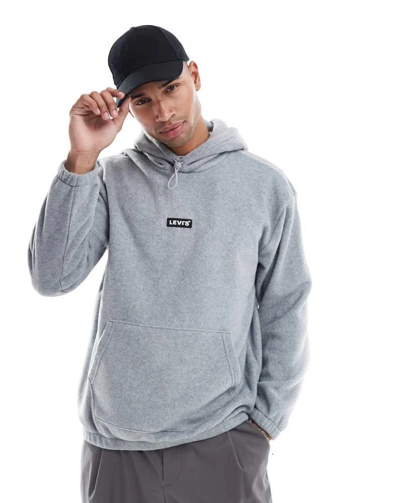 Levi's Levi's baby tab logo polar fleece relaxed fit hoodie in grey marl 1