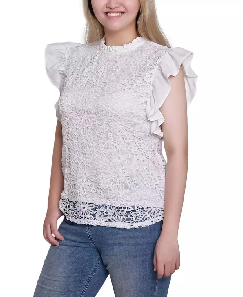 NY Collection Petite Flutter Sleeve Lace Top 3