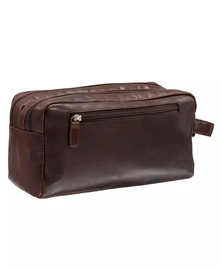 Mancini Leather Goods Men's Double Compartment Top Zipper Toiletry Kit 3