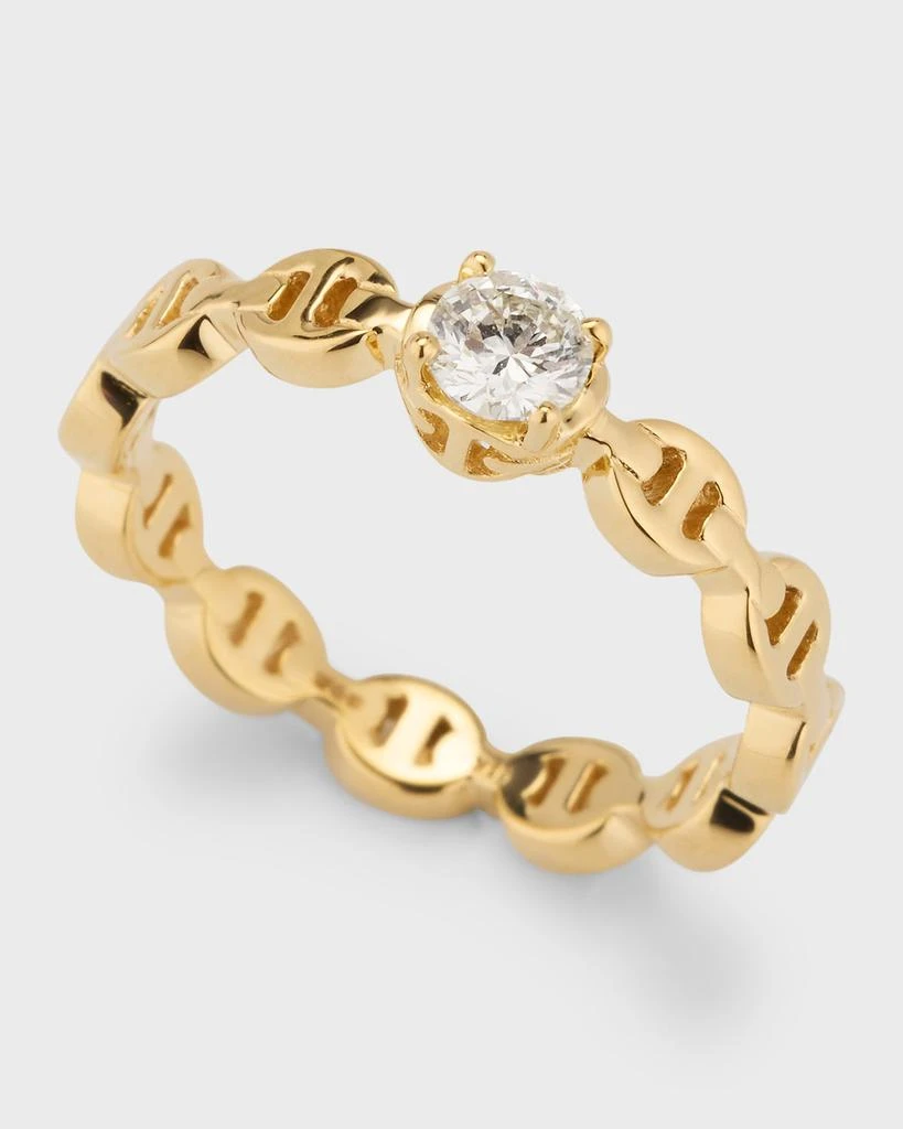 Hoorsenbuhs 18K Yellow Gold Micro Tri-Link Ring with Diamond, Size 6 3