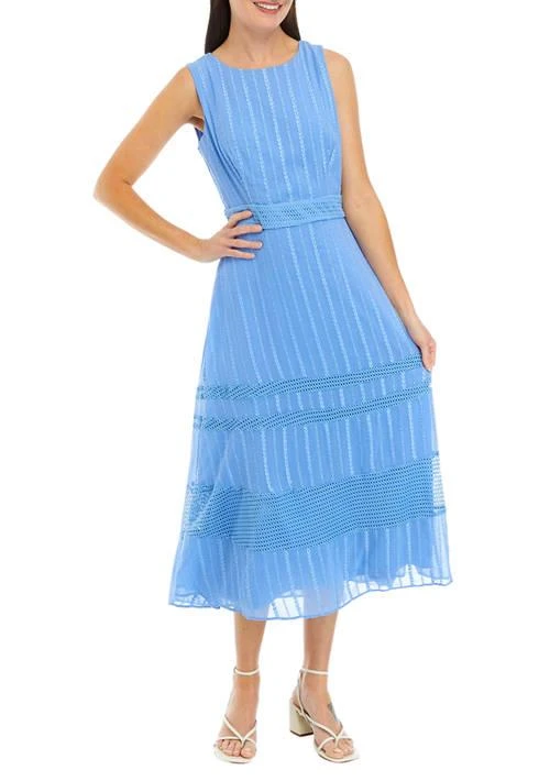 Taylor Womens Sleeveless Slim Waist Embroidered Dress 1