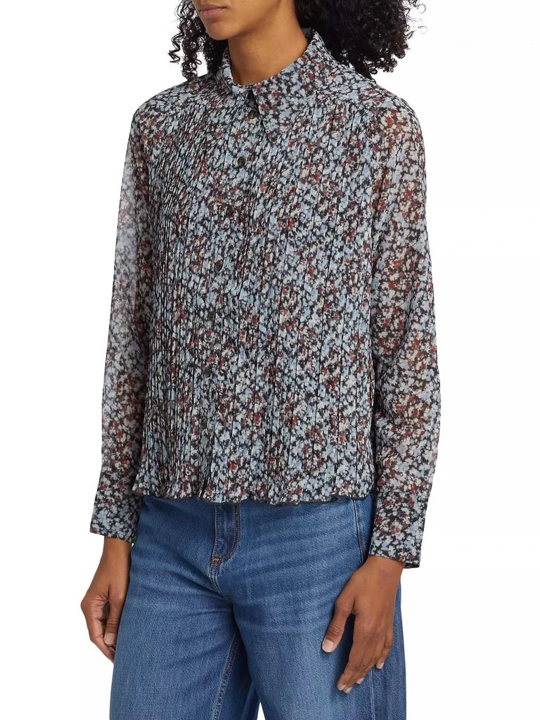 Ganni Floral Georgette Pleated Shirt 4