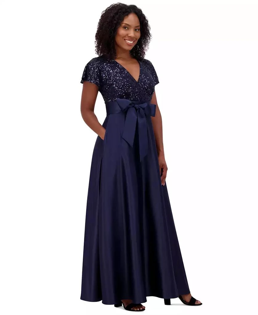 Jessica Howard Women's Sequinned-Bodice Satin-Skirt Ball Gown 2