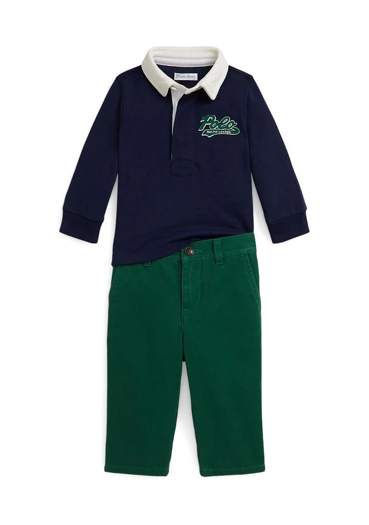 Ralph Lauren Baby Boys Logo Cotton Rugby Shirt & Chino Pant Set