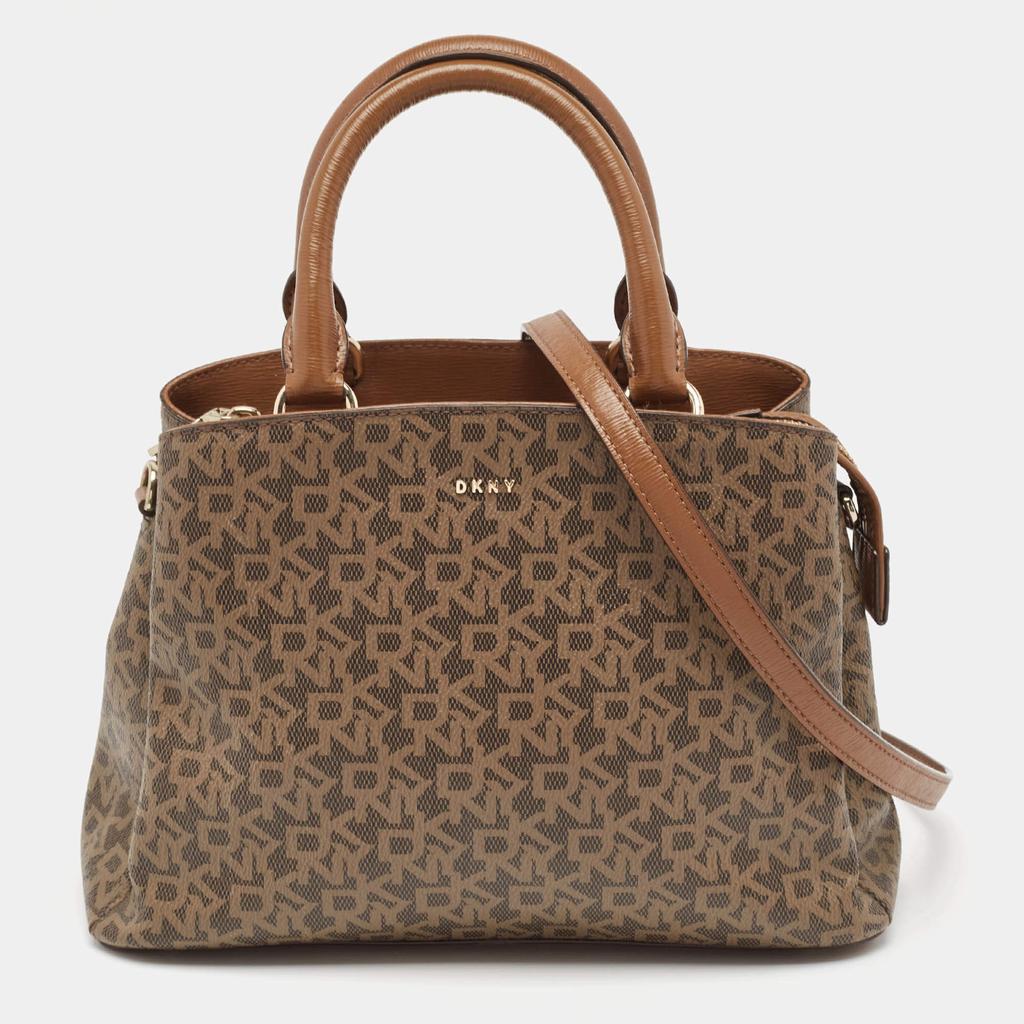 DKNY DKNY Brown Signature Coated Canvas Satchel