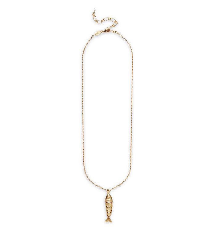Anni Lu Something Fishy Fish Pendant Necklace in 18K Gold Plated, 17.3"-19.7"