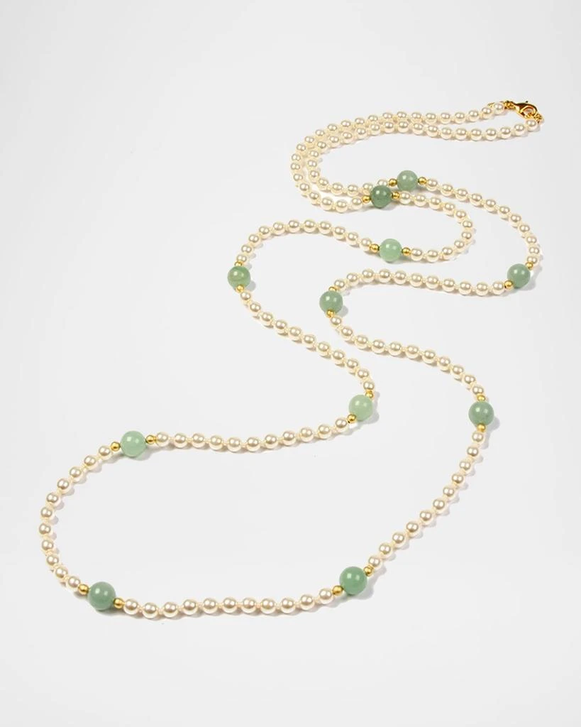 BEN-AMUN Hippie Jade Bead 
Pearly Long Necklace