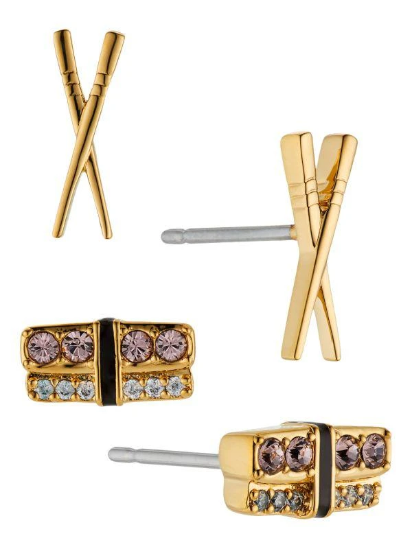 Ajoa by Nadri Set of 2 18K Goldplated & Stainless Steel Sushi Stud Earrings 1