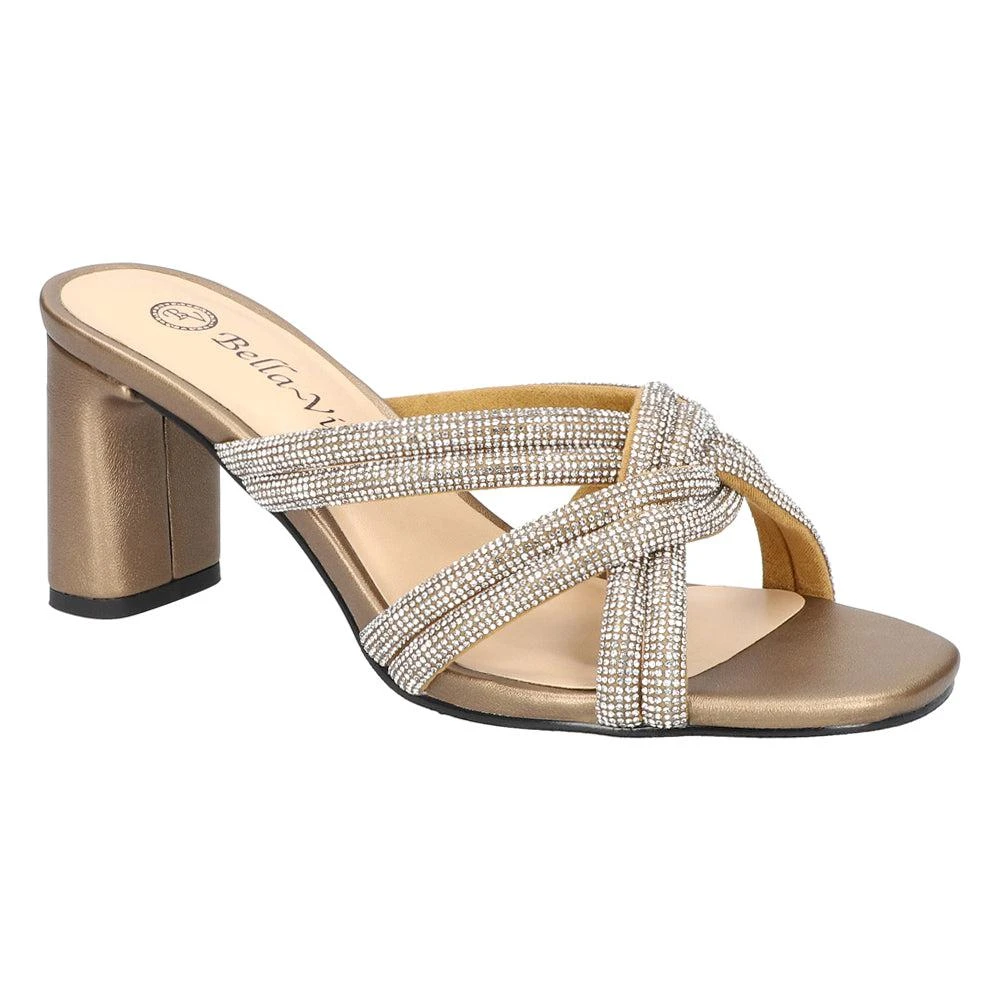 Bella Vita Carmen Rhinestone Metallic Block Heel Sandals 2