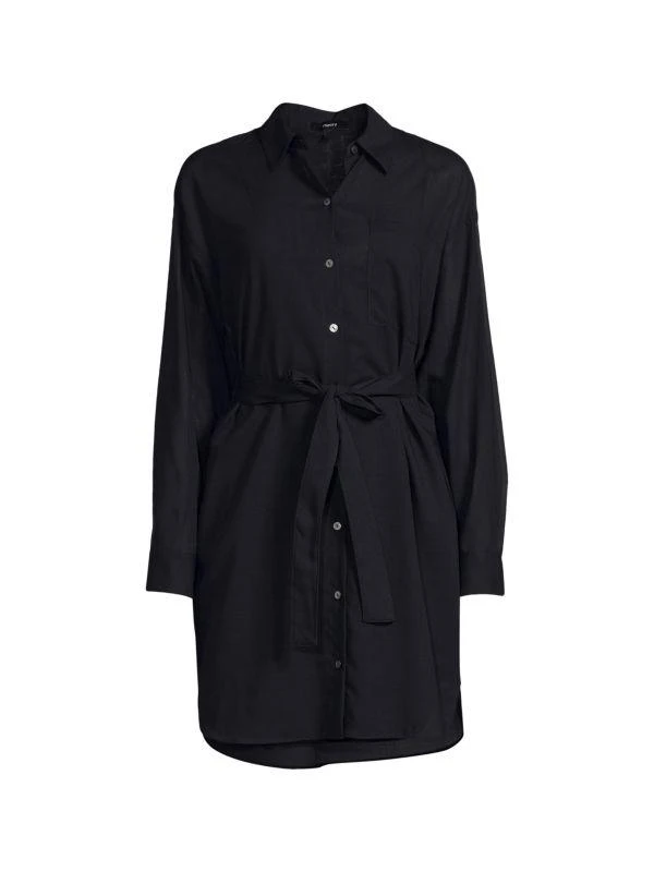 Theory Belted Wool Blend Shirt Dress 3