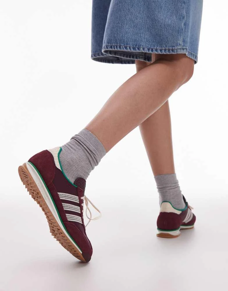 adidas gazelle silver green womens Tb.490 Crochet Burgundy Leather Sneakers