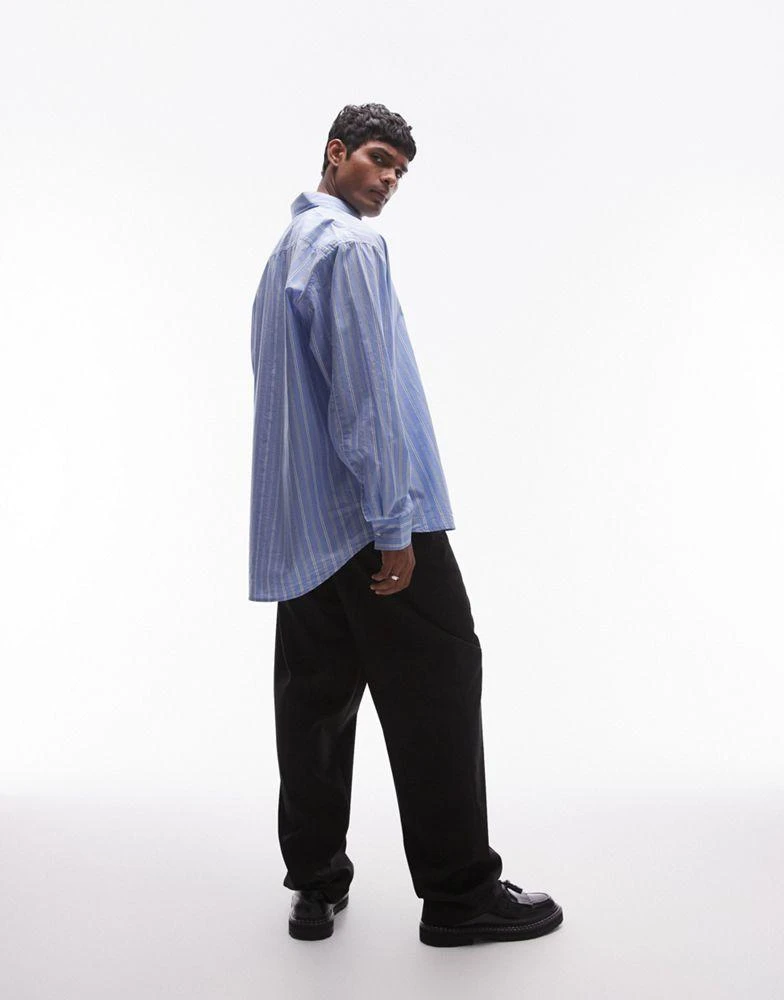 Topman Topman long sleeve oversized blue stripe shirt 3