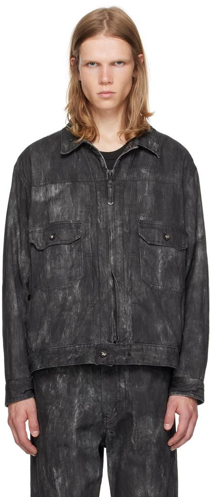 Engineered Garments Black Distressed Print Denim Jacket 1